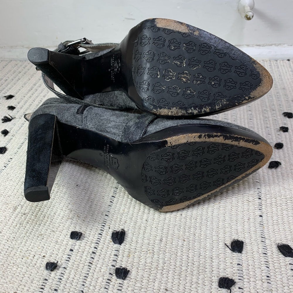 REBECCA TAYLOR Lace Up Heeled Grey Ankle Booties 9 - Picture 8 of 10